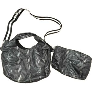 NEW Snakeskin tote bag with detachable makeup bag inside